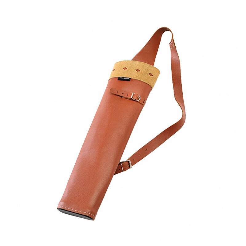 Faretra Laterale In Camoscio Honey Brown Per Tiro Con L'Arco Tradizionale - Destrorso