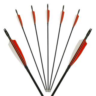 Flecha completa | TROPOSPHERE - flecha de fibra de vidrio con fletching natural - 24-32 pulgadas - naranja