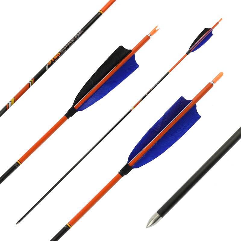 36-40 lbs | Carbonpfeil | PyroSPHERE Slim - mit Naturfedern - Spine: 500 | 32 Zoll