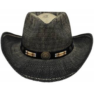 FOX OUTDOOR sombrero de paja - Texas - con cinta - negro-marrón