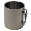 FOX OUTDOOR mug - stainless steel - carabiner - double-walled - approx. 300 ml