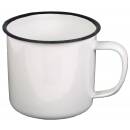 Taza esmaltada MFH - blanco-negro - aprox. 350 ml