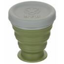 MFH collapsible mug - with lid - silicone - olive - 200 ml
