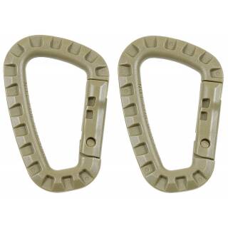 MFH Karabiner - Plastik - coyote tan Ø 7 mm x 8,5 cm - 2er Pack