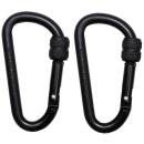 MFH Carabiner - screw lock - D 8 mm x 8 cm - 2-pack - black