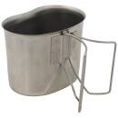 MFH US canteen cup - stainless steel - folding handles
