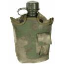 MFH US Plastikfeldflasche - 1 l - H&uuml;lle - HDT-camo FG - BPA-frei