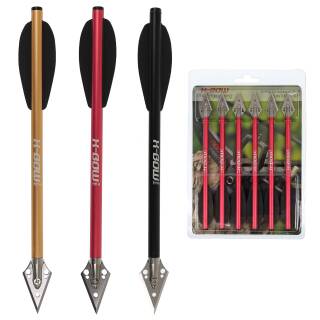 Flèches darbalète en aluminium | X-BOW FMA - 6,3 pouces - Pointe de chasse - pack de 6