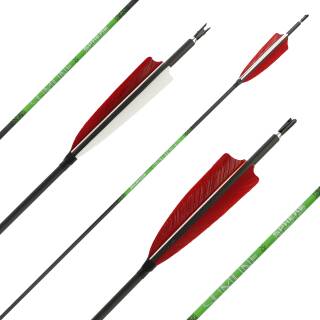 Flèche complète | SPHERE Slimline Pro - Carbon - Plumes naturelles | Spine: 400 | Longueur: 30 pouces